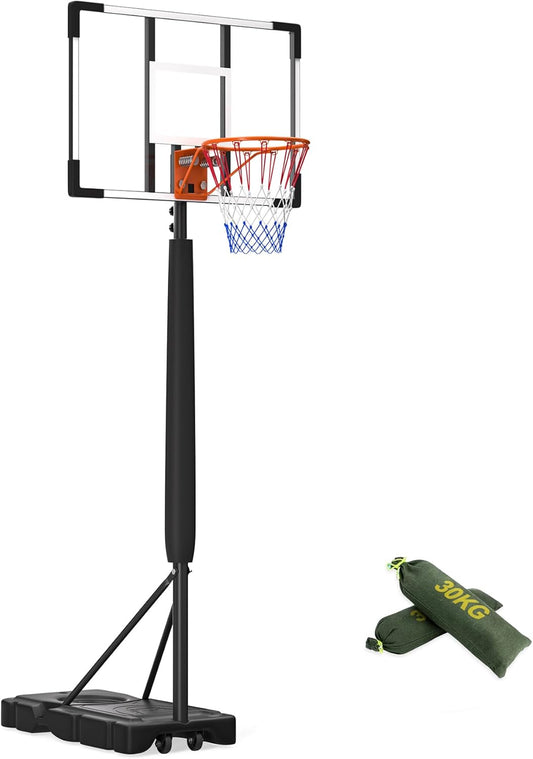 10 FT Portable Basketball Hoop with Adjustable Height for Adults Youth, Shatterproof Backboard, Stable Base, Easy Mobility, and Durable Design