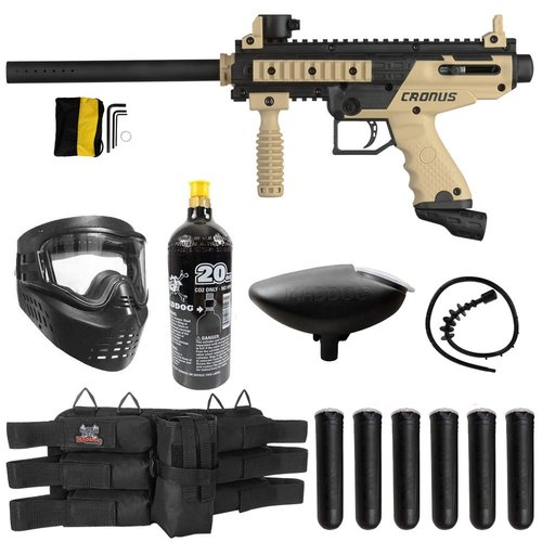Maddog Tippmann Cronus Basic Titanium CO2 Paintball Gun Marker Starter Package - Black/Tan