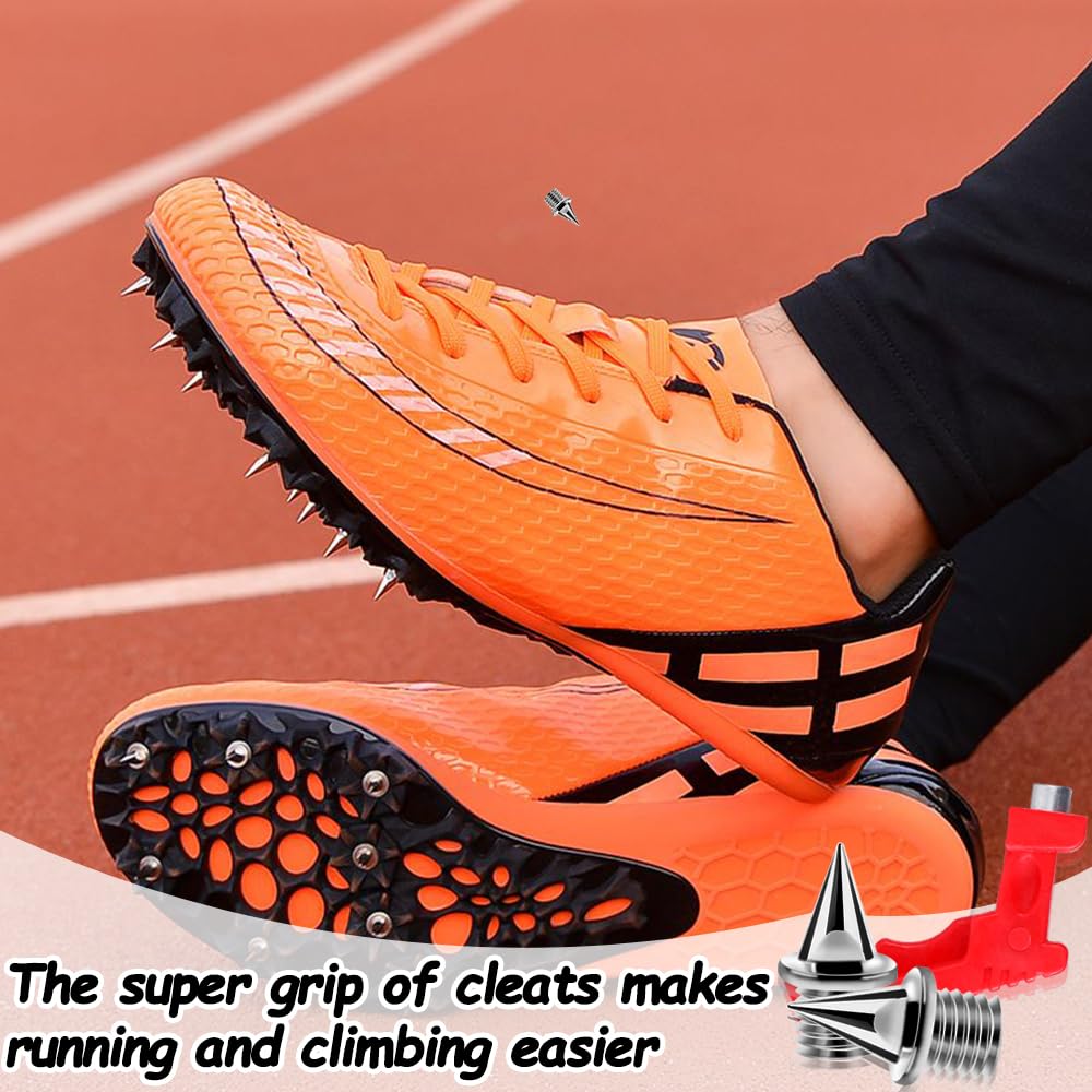 120Pcs 1/4 Inch Track Spikes, Stainless Steel Pyramid Shoe Spikes Track and Cross Country Spikes Golf Shoe Spikes with Spike Wrench Replacement Spikes for Sprint Sports Short Running Shoes