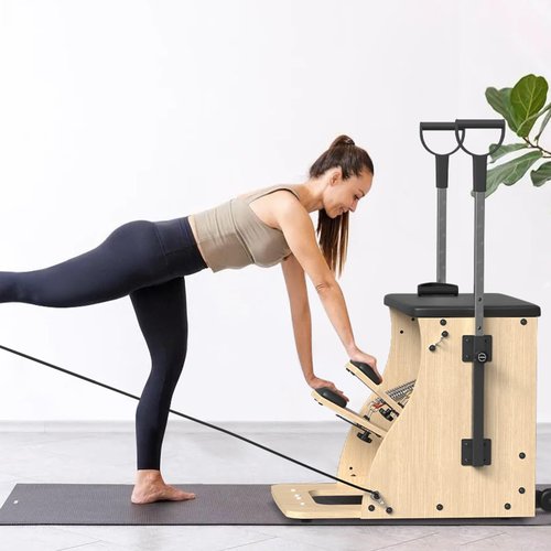 PAETA Pilates Chair,Pilates Combo Chair,Wunda Chair with Resistance Bands, Handles, and Split Pedals, Professional Yoga Chair Pilates Machine for Home and Studio Use, Extra Large