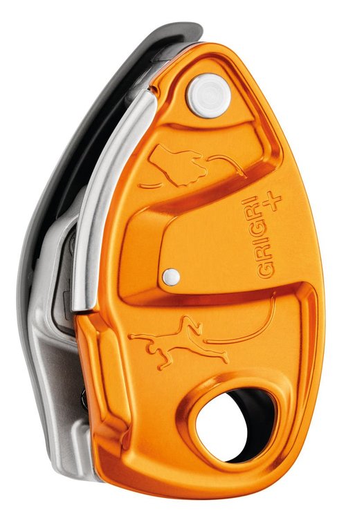 PETZL GRIGRI+ Belay Device with Cam-Assisted Blocking and Anti-Panic Handle, Suitable for Learners and Intensive Use - Orange