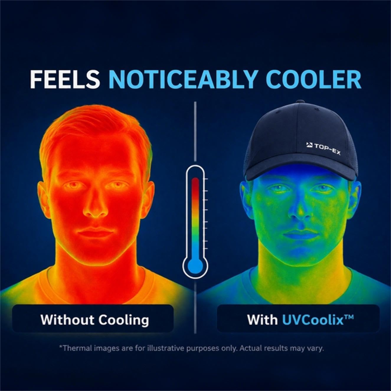 TOP-EX Cooling Performance Baseball Hats Caps for Men Waterproof Breathable Running Golf Sun UV Protection Fitted Workout Big Head Sweat Adjustable Navy Blue Medium Large M L