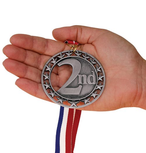 Hodges Badge Company - Large 3 Pack Award Medals - Gold, Silver & Bronze 1st, 2nd, 3rd Place Medals with Red, White & Blue Neck Ribbons – Metal Award Medals for Sports, Competitions & Events
