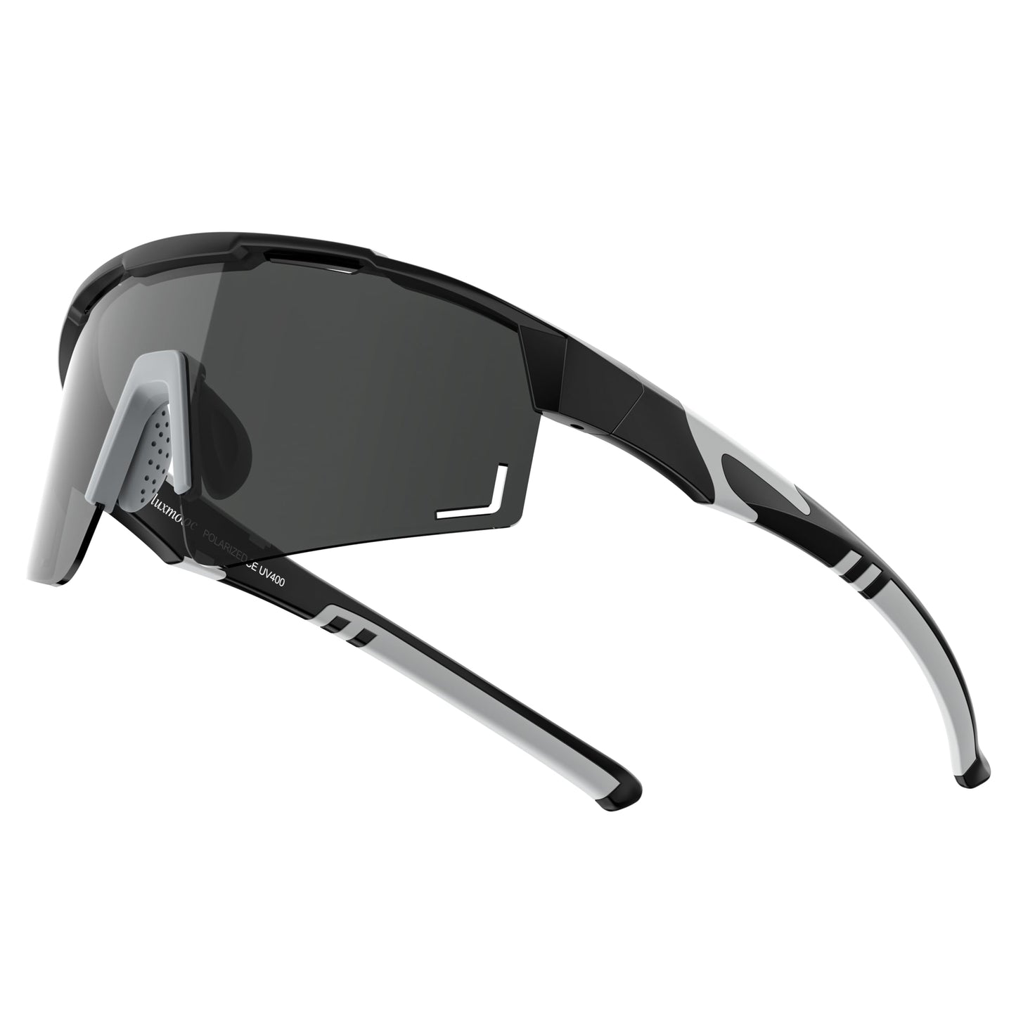 Pluxmooc Men's Polarized Sports Sunglasses, UV400 Wrap Around Cycling Glasses for Men, Anti-Fog Lightweight Sun Glasses for Running Fishing Baseball Softball Bike (Black)