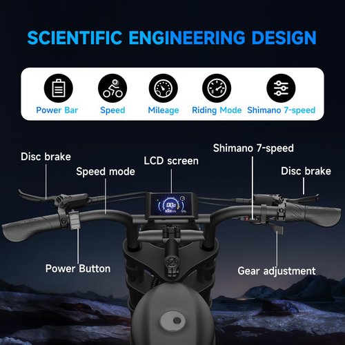 Retro Electric Bike for Adults,1000W-1600W(Peak Power) Electric Dirt Bike,35MPH 60Miles E Bikes Ridstar, 20" Fat Tire Adult Electric Bicycle with 48V 18.9AH Battery, 7 Speed E Bike