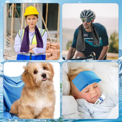 LUYI 8 Pack 40"x12" Cooling Towels for Neck and Face, Microfiber Soft Breathable Cooling Towel Bulk for Hot Weather, Gym, Sports, Yoga, Workout, Running, Golf, Camping, Hiking