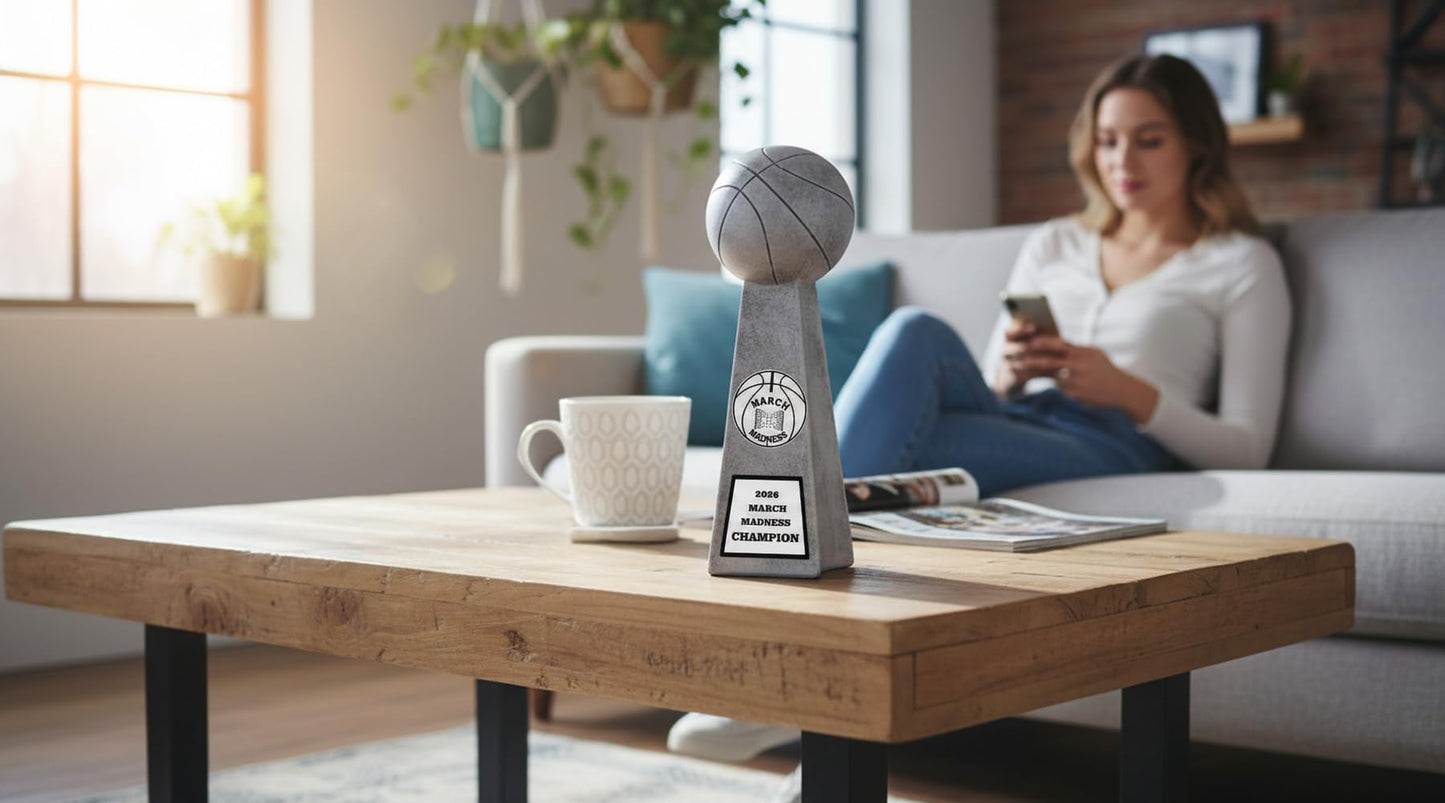 Same Day Awards March Basketball Madness Bracket Trophy with Free Engraving 10 Inch Award for Bracket Winner College Basketball Tournament Challenges Office Pools (10")