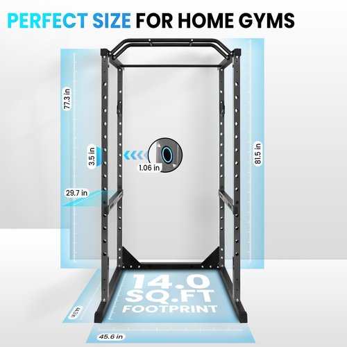 Squat Rack, Power Rack for Home Gym,1500 Lbs Capacitys All in One Power Cage, Adjustable Fitness Power Gym Cage for Home Gym (Black)