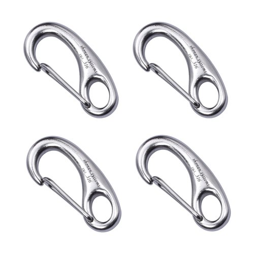 SHONAN 1.93 Inch Carabiner Clips, 4 Pack Flag Hooks Flag Clips for Flagpole Rope, Marine Grade Stainless Steel Clip for Ropes, Keychain, Dog Leash, and Hiking