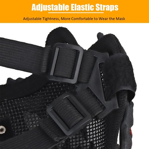 Yzpacc Airsoft Half Face Skull Masks Tactical Face Protection Mesh Mask for Halloween Paintball CS Hunting