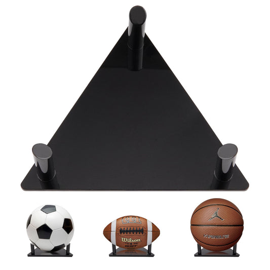 Frtrche Ball Display Stand with Anti-slip Mat, 1.3inch Pegs Acrylic Sleek Holder for Different Size Basketball, Soccer Ball, Football, Sturdy Memorabilia Display Case-Black