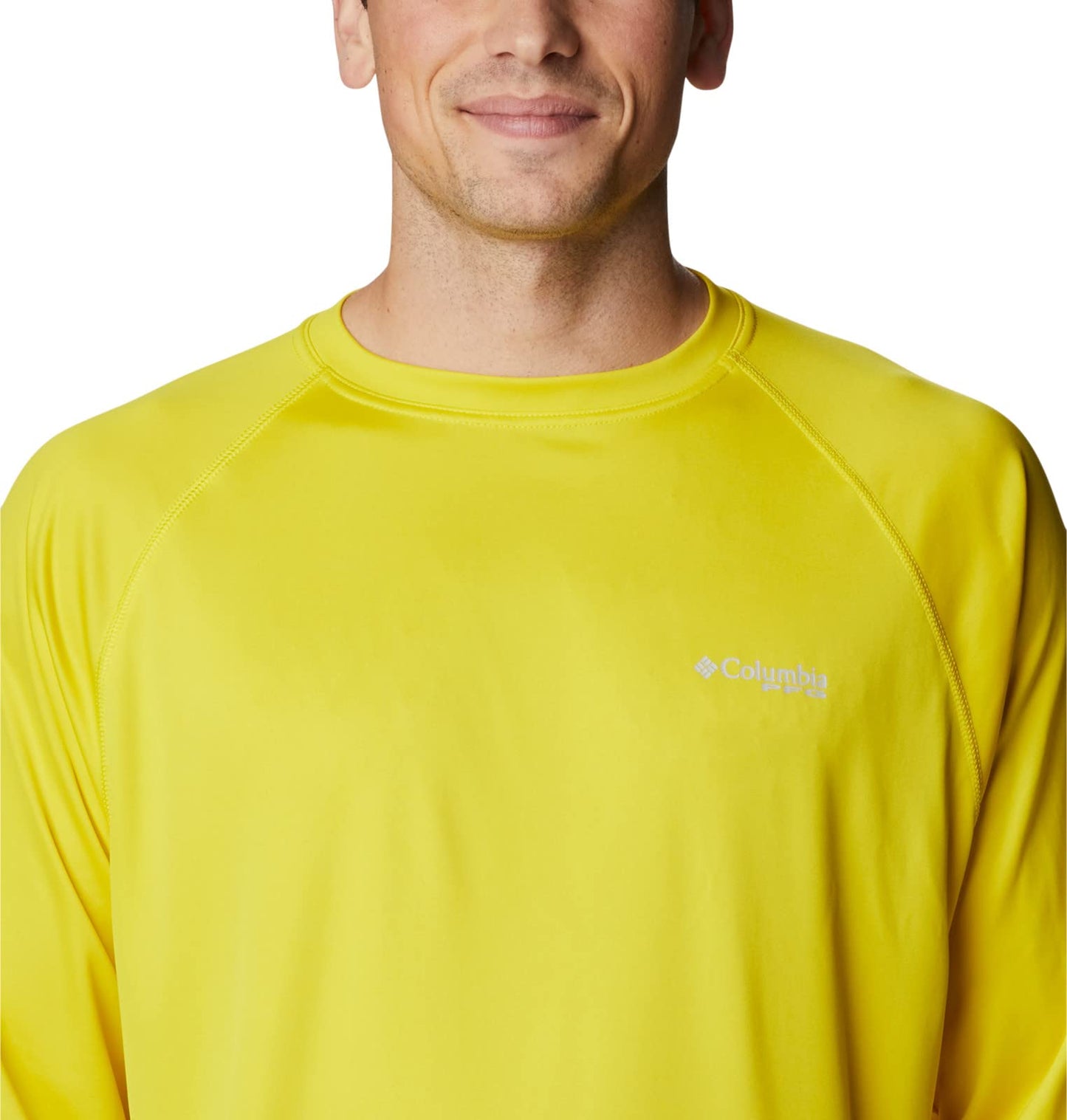 Columbia Men's Terminal Tackle Long Sleeve Fishing Shirt, Laser Lemon/Cool Grey Logo, Medium
