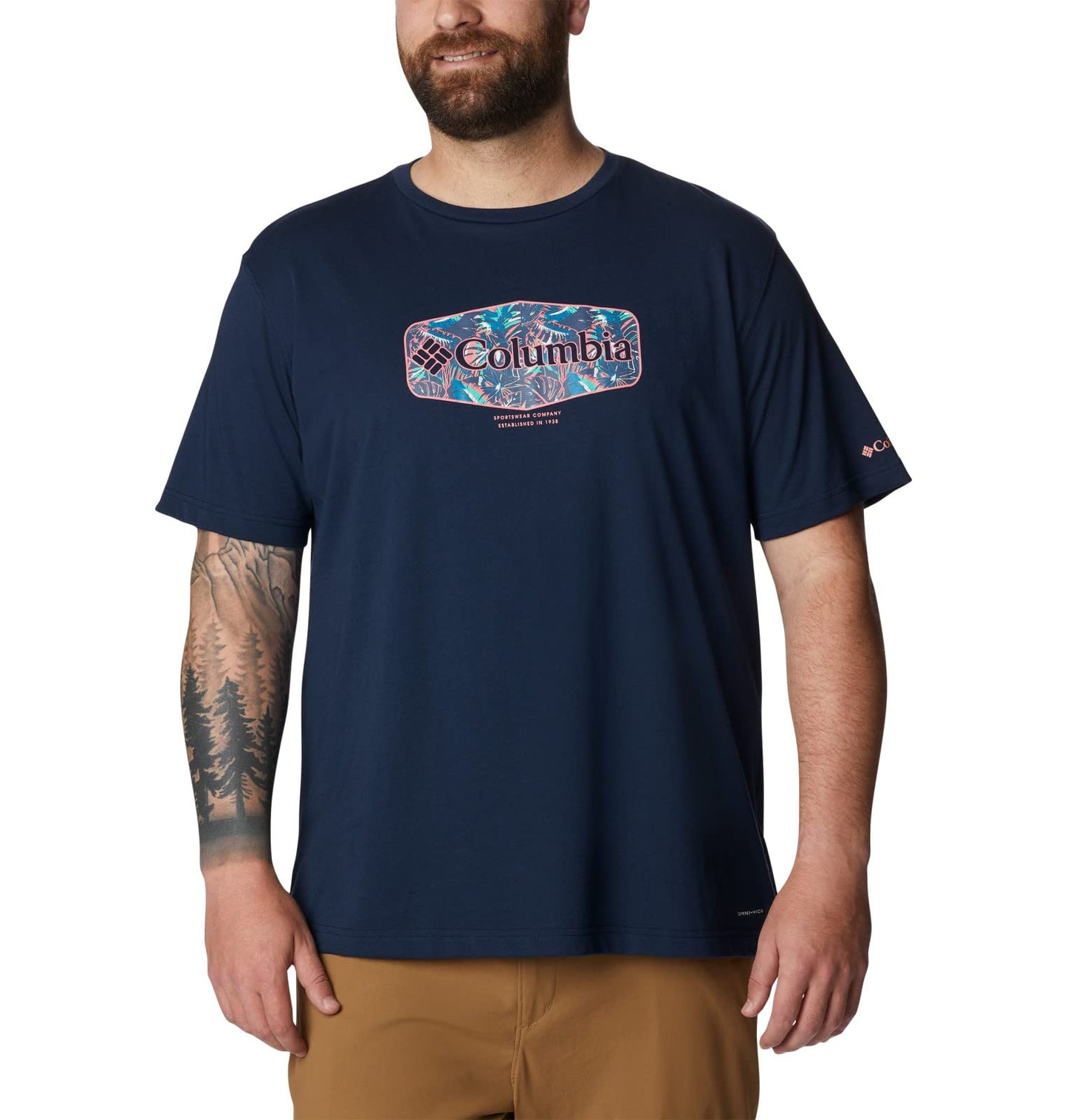 Columbia Men's Thistletown Hills Graphic Short Sleeve, Collegiate Navy HTHR/Wanderland Graphic, X-Large