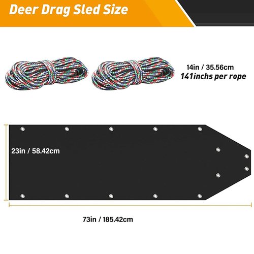 Deer Drag Sled, Heavy Duty Multi Purpose Utility Sled, Portable Tear Resistants Thickened Snow Sledding Pad with Pull Rope Hauling Ice Fishing Supplies