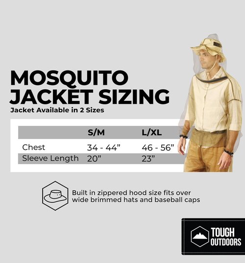 Mosquito Jacket - Bug Jacket with Hood for Men and Women - Mosquito Net for Gardening & Outdoor Protection from Bugs, Flies, Gnats, No-See-Ums & Midges