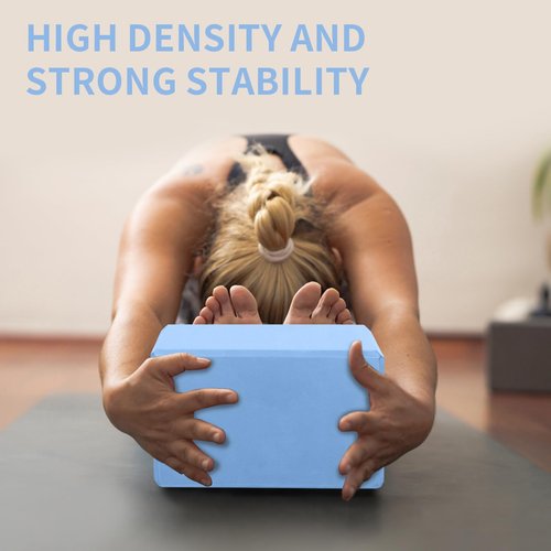Yoga Blocks 2 Pack 9"x6"x3" High Density & Non Slip Dance Blocks for Stretching and Toning, Fitness Accessories for Stability & Balance (Light Blue)
