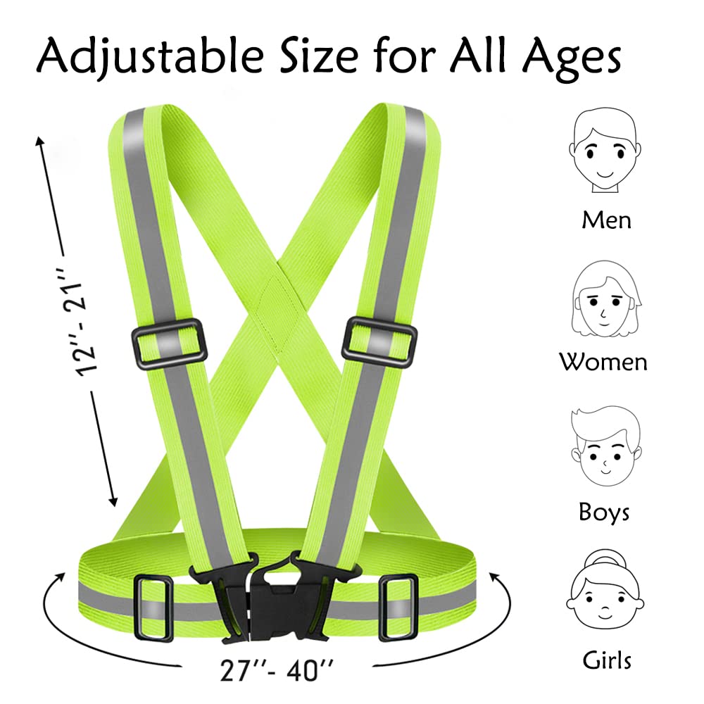 Fepdiu High Visibility Reflective Vest Safety Vest Running Reflective Gear Adjustable Reflective Vest for Walking,Jogging,Hiking,Night Cycling (Yellow)