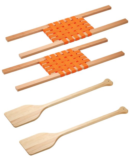 4 Pack Canoe Seat Replacement Kit with paddles - Comfort 34 Inch Nylon Webbed Bench Seats & 32 Inch Solid Beech Wood Oars - Universal Fit for Canoes & Small Boats - Canoe Hardware Accessories