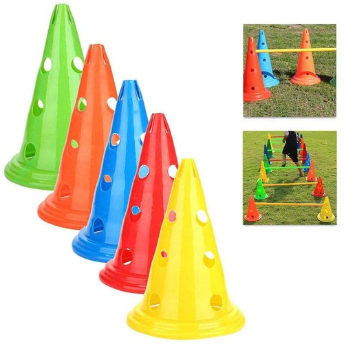 NOENNULL Plastic Agility Ball Cones 5 Pieces Football Training Agility Field Markers Plastic Traffic Cones for Training Football Basketball Training Traffic Events