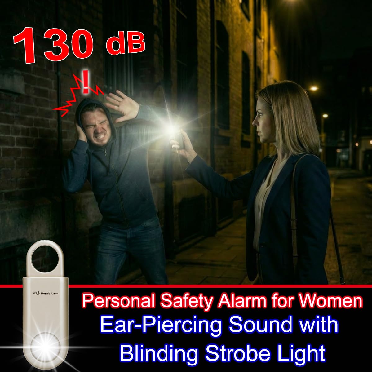 130dB Personal Safety Alarm Ultra Bright Strobe Light. Loud Sound SOS Emergency Alerts. Self Defense Keychain Siren for Women, Children, Night Runners, Hiking. Bear Alarm Deterrent. Aqua