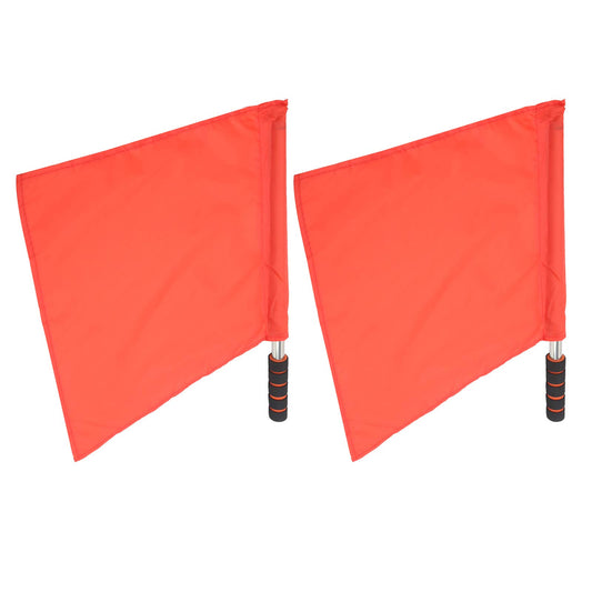 2Pcs Sports Referee Flag, Stainless Steel Hand Flag Red Signals Flag Sponge Handle Special Patrol Sports Linesman Flags, Official Performance Flag for Football Soccer Volleyball Tracks Sports (Red)