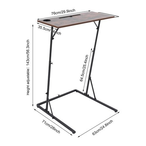 SODONAD Adjustable Bike Trainer Fitness Desk Portable Workstation Standing Desk with Cup Holde & Towel Rod, Cycle Desk Trainer Stand Table for Indoor Cycling, Exercise, Black