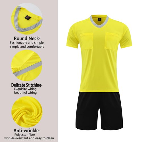Referee Soccer Jersey Shirt Breathable Referee Set - Quick-Dry, for Every Age, Adults & Kids (Blue, XL)
