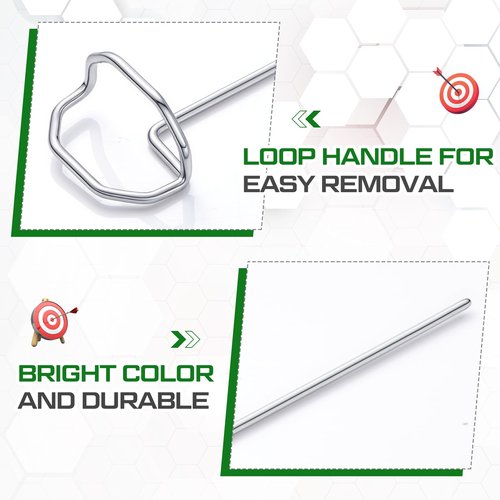 Shimeyao 24 Pack 6" Archery Target Pins with Loop Handle Heavy Duty Stainless Steel for Thickened Bow Foam Straw Archery Targets for Backyard, Garden Landscape Staples, Range Hunting Practice