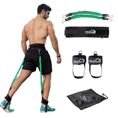 WHITECLOUDZ Vertical Jump Trainer, Professional Leg Strength Resistance Bands for Vertical Jump Training, Premium Jumping Trainer, Volleyball Trainer & Basketball Trainer -30 Lbs. Each Band
