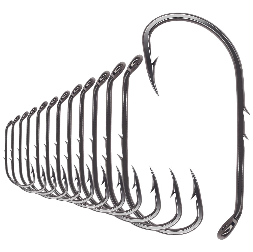 Baitholder Fishing Hooks 100 Pack - Double-Barbed Long Shank for Bluegill Bass Trout Walleye Black/Red, 8/0-#8 (2-Black, Size:8 100-Pack)