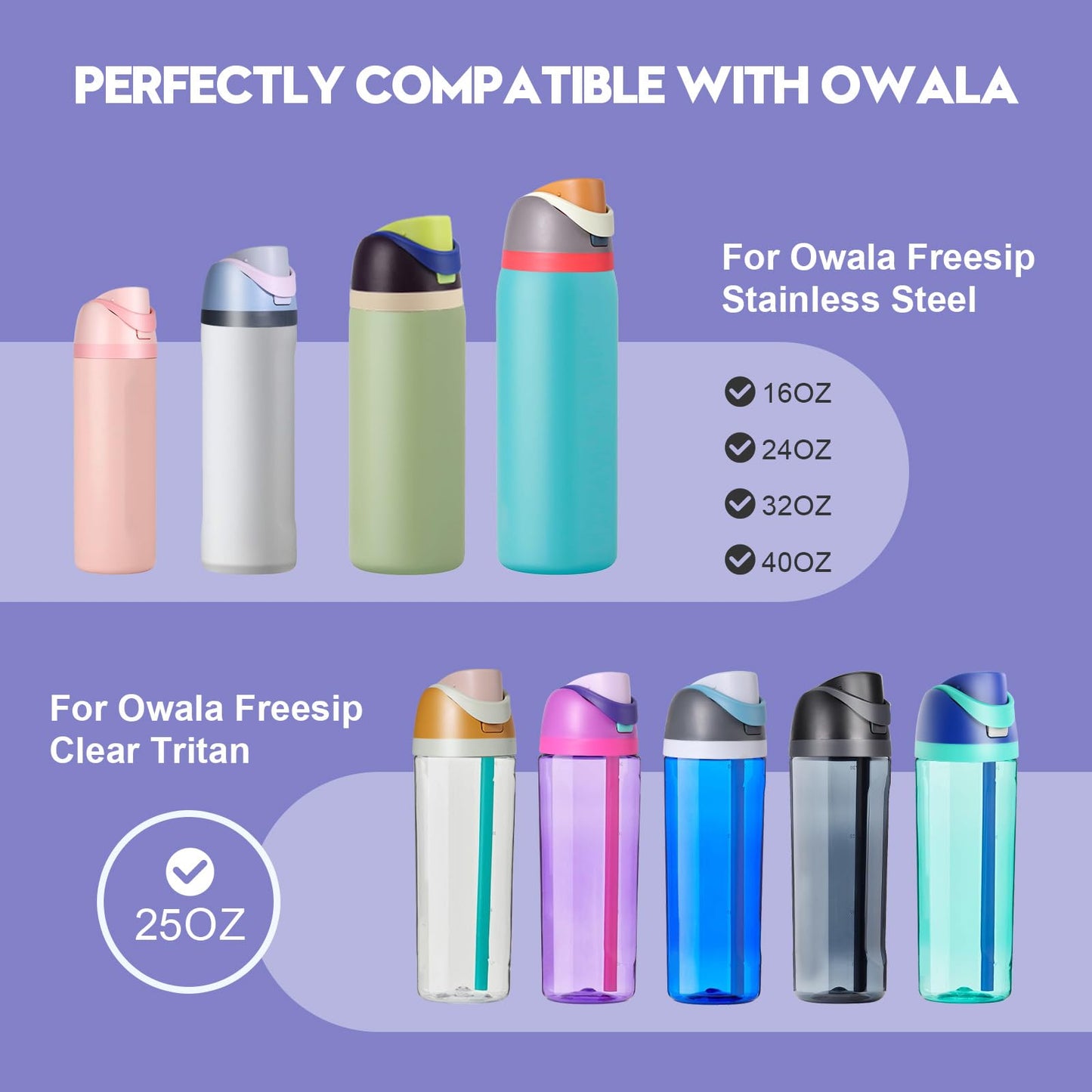 Branbox Replacement Lid for Owala, Compatible with Owala Cup 16oz 24oz 32oz 40oz, One Button Water Bottle Top Lid for Owala, Leakproof, BPA-Free, Orange-Purple (Orange-Purple)
