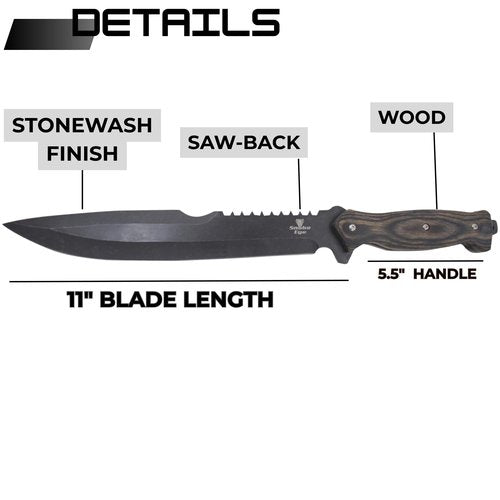 Snake Eye Tactical Full Tang Hunting Camping Outdoor Fix Blade Gardening Machete (Grey)