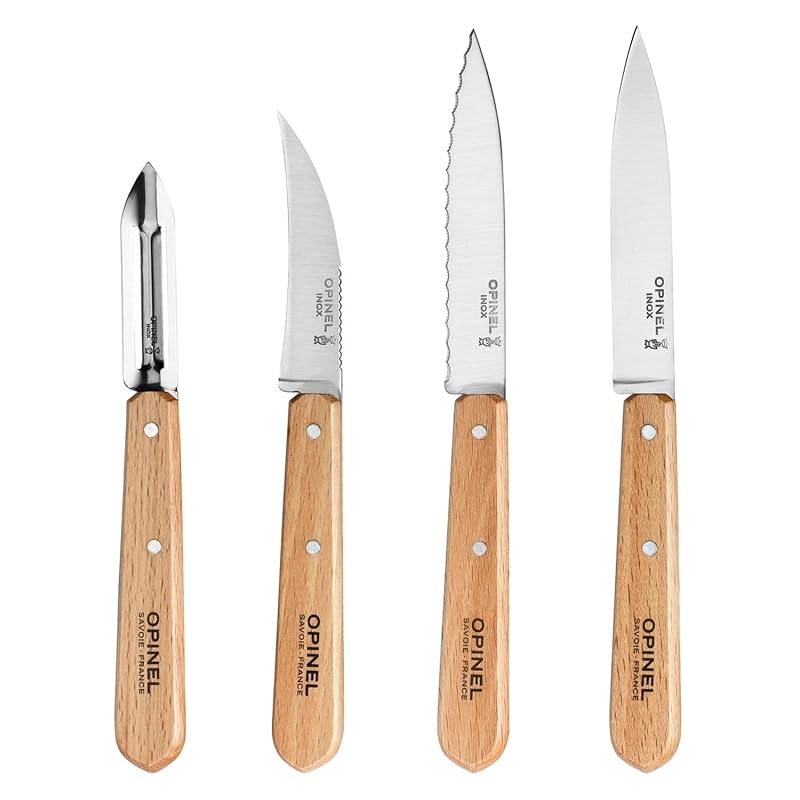 Opinel Les Essentials Beech Wood 4-Piece Kitchen Knife Set