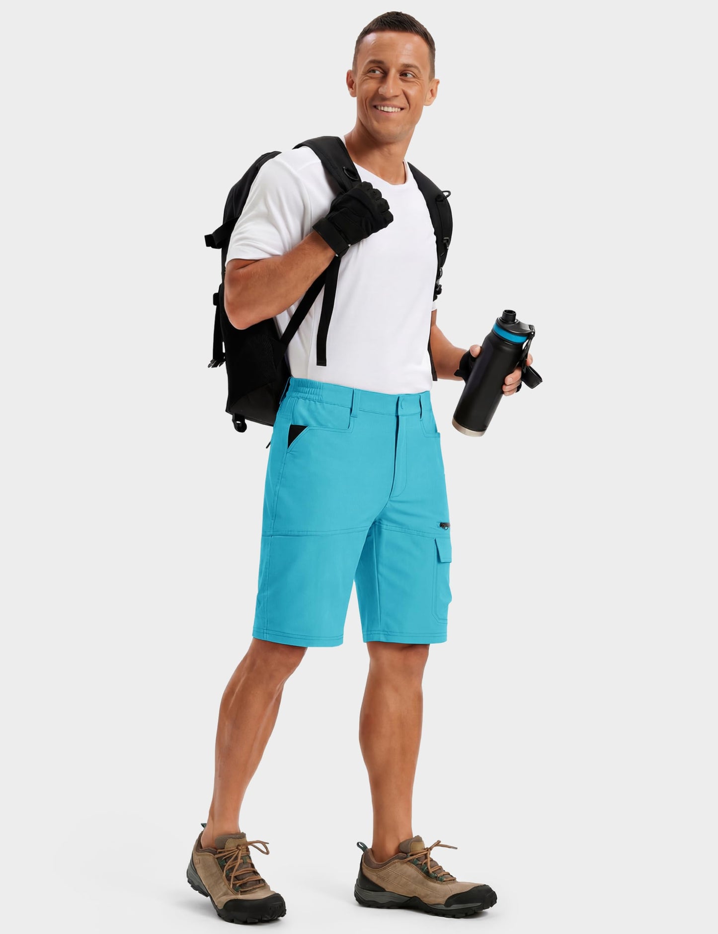 TACVASEN Shorts for Men Hiking Outdoor Shorts Quick Dry Casual Breathable Fishing Golf Dress Cargo Summer Shorts Ice Blue 38