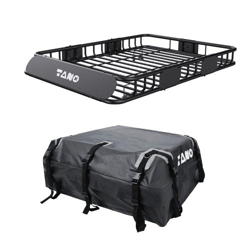 TANX 51" x 36" x 5" Roof Rack Cargo Carrier Basket with Waterproof Bag, Rooftop Cargo Carrier with Cargo Net & Ratchet Straps, Heavy Duty Roof Basket for SUV Truck, Hitch Cargo Carrier