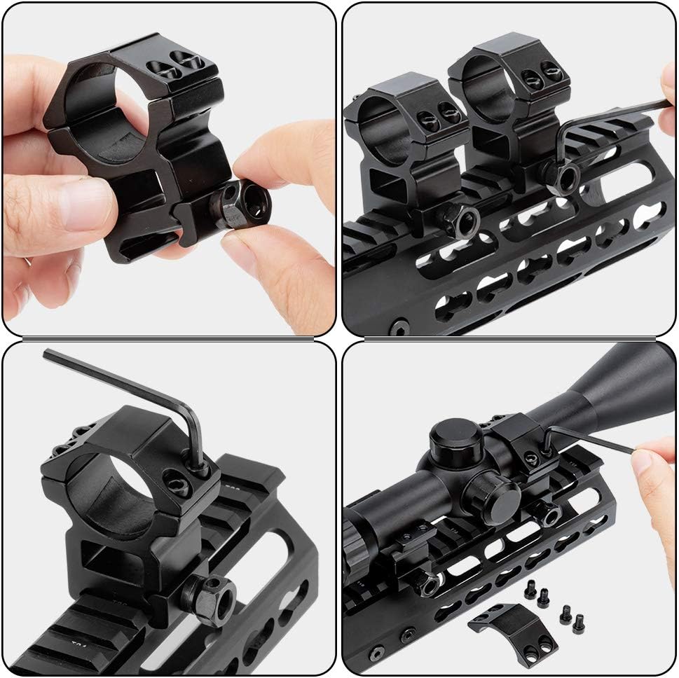 1'' Scope Rings, 2Pcs High Profile or 2Pcs Medium Profile 1 Inch Scope Mount Rings for Picatinny Rail