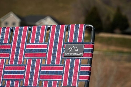 MOUNTAIN SUMMIT GEAR Retro Webbed Camping Chair - Lightweight, Foldable, Durable Steel Frame, 300lb Capacity, Vintage Red/Blue Stripes by Caddis Sports