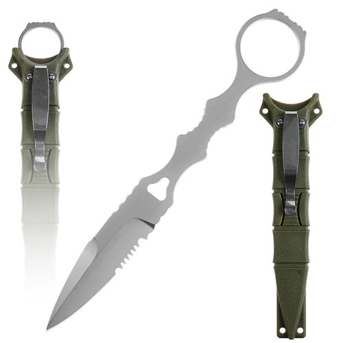 noxozoqm 440C Fixed Blade Camping Knife, 6.7 Inch Portable Straight Knifes, Fixed Blade Knife with Kydex Sheath for Outdoor Tactics, and Camping (white)