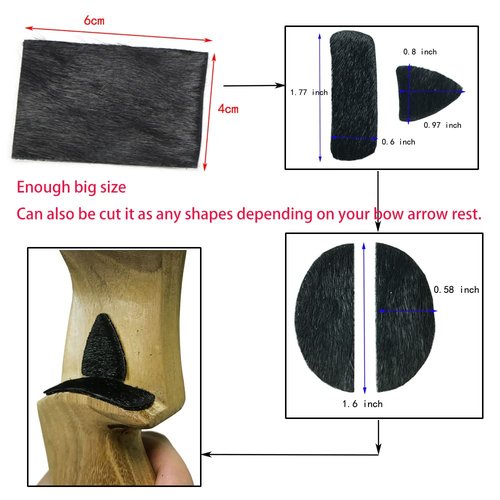 ZSHJGJR 5pcs Archery Arrow Rest Plate Traditional Hair Rest Fur Adhesive Backed Stick on Traditional Hunting Bow Recurve Longbow Right Left Handed