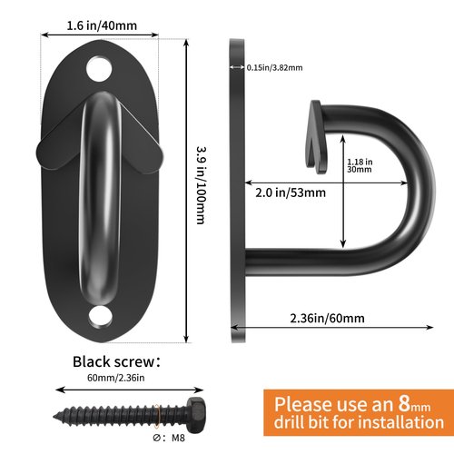 TUOSHUNGE 3-Pack Resistance Band Wall Anchor, Workout Wall Mount Anchor, Wall Mount Bracket for Suspension Straps, Space Saving Workout Equipment for Strength Training, Home Gym, for Wooden Wall