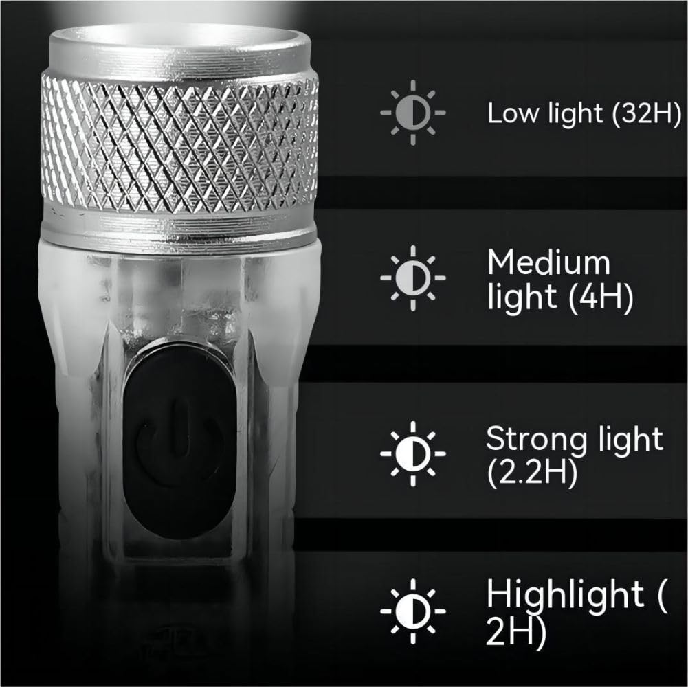 Dewould Mini USB-C LED Keychain Flashlight,Instantaneous On,Lock Mode,400 Lumen Mini Rechargeable Flashlight with EDC Small Size,10 Modes,Perfect for Gift Camping Emergencies Outdoor(White)