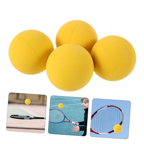 BESTonZON 4pcs High-Visibility Rubber Racket Balls for Beginner Training Practice Exceptional Elasticity Vibrant Yellow Hollow Core Design for Rebound Skill Development