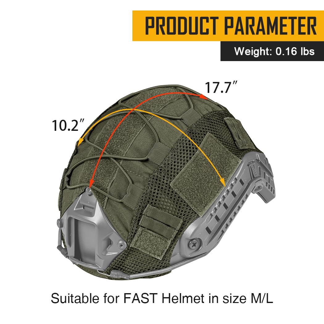 IDOGEAR SPORTS Tactical Helmet Cover for Fast Helmets - Camo M/L Size - Durable 500D Nylon Tactical Gear for Airsoft, Paintball, Hunting(Ranger Green)
