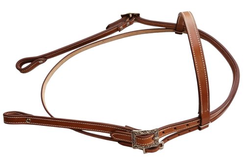 WEMBILS Western Leather Latigo Browband Headstall Double Stitched Brown Bridle for Horse, Equestrian Gifts for Horses (Tan)