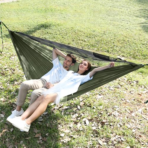 Army Camping Hammock with Mosquito Net & Ridge Rope, 2 Person Large