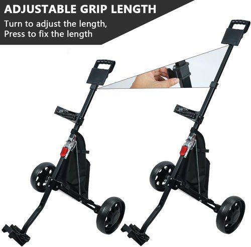 HOW TRUE 2 Wheel Foldable Golf Push Cart Collapsible Golf Trolley Push Pull Golf Cart Golf Hand Cart 2 Wheel Kids Golf cart Golf Bag cart