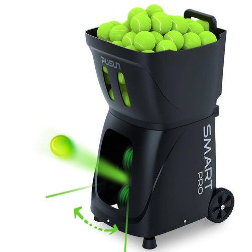 PT-Smart Pro Tennis Ball Machine, Internal Oscillation, App-Controlled, 12–75 mph Speed, 100-Ball Capacity, 5-Hour Battery, 20 Landing Points – for Intermediate to Advanced Players