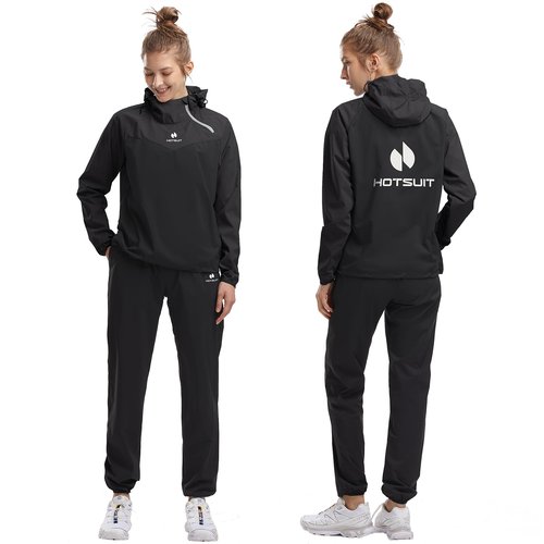 HOTSUIT Sauna Suit Women Weight Loss Boxing Gym Sweat Suits Workout Jacket, Black, L