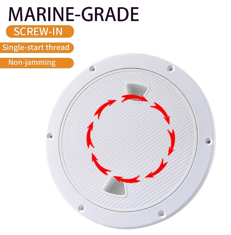 2 Pcs Boat Hatch 4" 6" 8" Round Non-Slip Inspection Hatch,Deck Plates for Boats,Detachable Cover, Suitable for Ships, RV, Outdoor Facilities,ABS Plastic,Attached Screw
