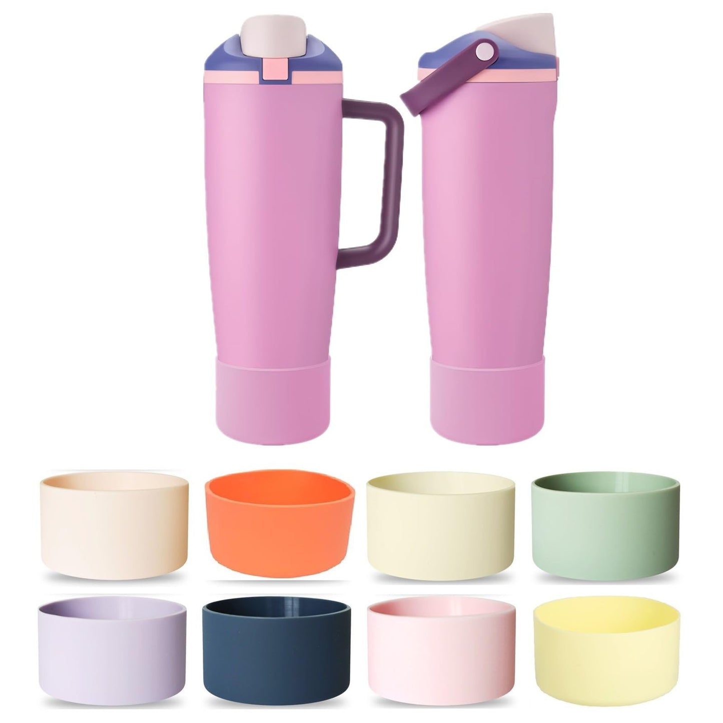 CHEMLLC Silicone Water Bottle Boot for Owala 30oz & 40oz Free Sip Sway, Water Bottle Owala Accessories (Purple)